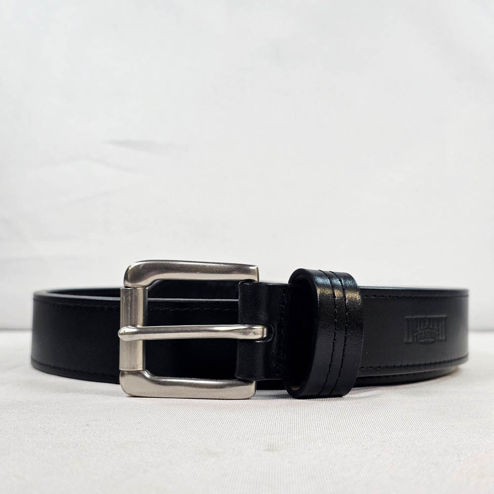 Duluth Trading Co Mens Black Leather Belt Solid Brass Buckle Size 36 20345